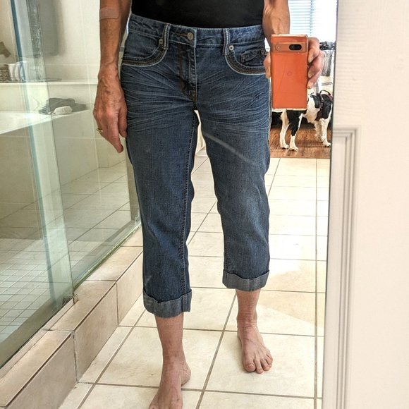 17/21 Exclusive Denim blue denim CAPRIS JEANS women’s sz 8 - Picture 3 of 10